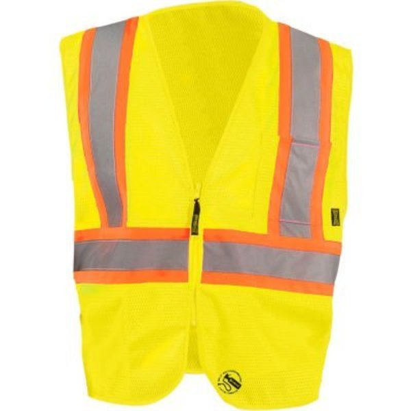 Occunomix Self Extinguishing Standard Vest, Class 2, Two Tone, Yellow/Orange, M TSE-IM2TZ-YM